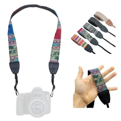 Afbeelding van LENS AID Camerariem in chique design: linnen nek of schouderriem geschikt voor camera&#039;s van verschillende fabrikanten., Inka Mix Donker, 100 cm