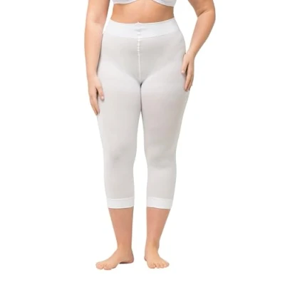 Afbeelding van Ulla Popken Dames grote maten plus size kous capri, 80 den, ondoorzichtig 815580, sneeuwwit, 62/64 NL