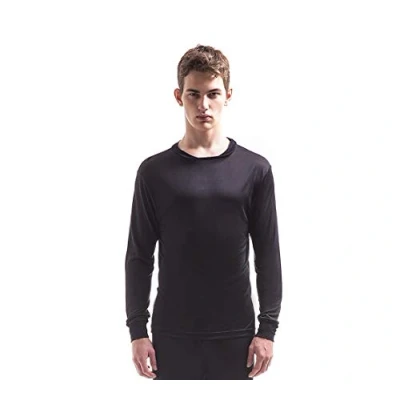 Afbeelding van Jasmine Silk Heren Ronde Hals Pure Zijde Thermische Lange Mouwen Top Zwart, M