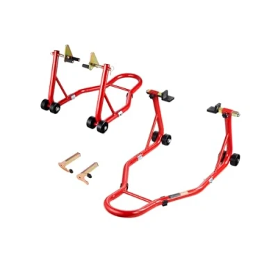 Afbeelding van VEVOR Motorfietsstandaard Voor en Achterspoolift Paddock Swingarm Rood 385kg