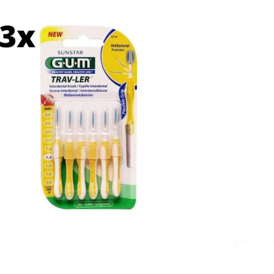 Afbeelding van Gum Travler Ragers 1.3mm Geel 3 x 6 stuks Voordeelverpakking