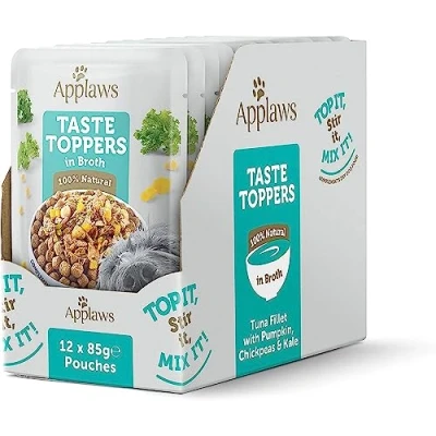 Afbeelding van Applaws Dog Taste Toppers Tonijn met pompoen in bouillon 85 gr. per 12 stuks