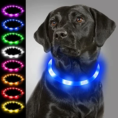 Afbeelding van Joytale LED Halsband, Hondenhalsband met Licht, Oplichtende USB Oplaadbare, Lichtgevende Halsband voor Kleine, Medium en Grote Honden, Blauw