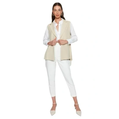 Afbeelding van Trendyol Ecru Getailleerd Crop Geweven Vest Twoaw23Ye00032