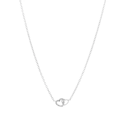 Afbeelding van Bijoutheek Collier 2 Hartjes Witte Stenen Zilver