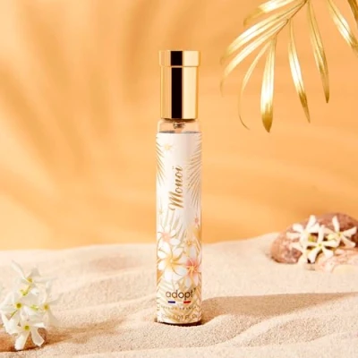 Afbeelding van adopt monoi BLANC 30 ml eau de parfum, damesgeur bloemig en sensueel, jasmijn, hartnoot, frisse zomergeur, exotische bloemen, langdurige geur, EDP, Made in France, adopt: