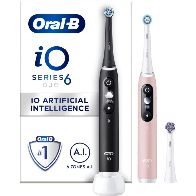 Afbeelding van 3x Oral B Elektrische Tandenborstel iO 6 Black &amp; Pink 1 set
