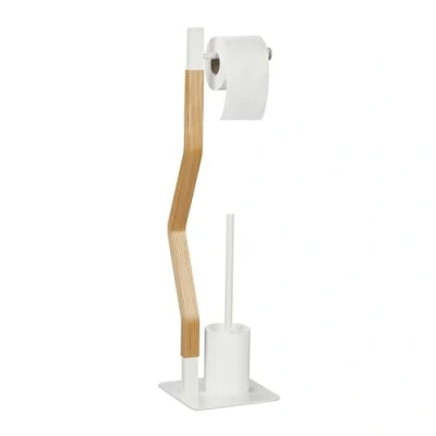 Afbeelding van wc papierhouder toiletborstelhouder met borstel set zonder boren staand