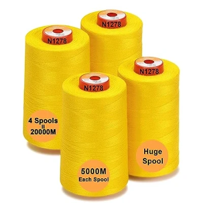 Afbeelding van New brothread 28 Opties 4 Grote Kegels van 5000m polyester naaigaren voor alle doeleinden 40S/2 (Tex27) naaien, quilten, patchwork, serger en overlock Lemon