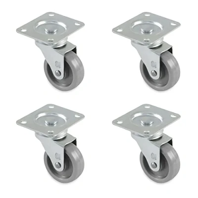 Afbeelding van Amig Set van 4 meubelwielen, model 2500, met plaat en lagers, grootte 40 mm diameter, maximale belasting per rol: 22 kg, gemaakt nylon, kleur: grijs, zonder rem
