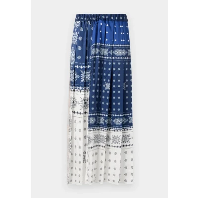 Afbeelding van MaxMara dames Luna midi rok met paisley dessin in de kleur Blauw, maat: 32