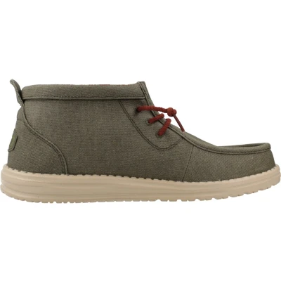 Afbeelding van HEYDUDE Wally Mid Waxed Canvas Heren Instappers Olive Maat 44
