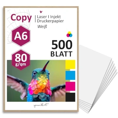 Afbeelding van 500 vellen blanco 80 g/m² papier in wit I kopieerpapier DIN A6 dv_1310