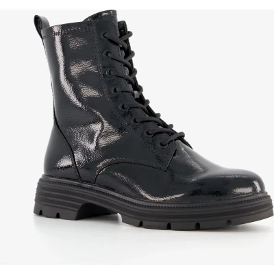 Afbeelding van Tamaris dames lak veterboots zwart Maat 38