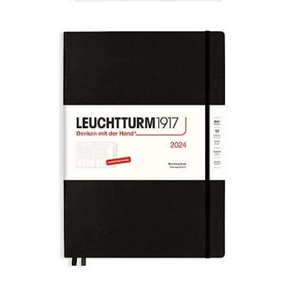 Afbeelding van LEUCHTTURM1917 367821 Weekplanner Master (A4+) 2024, met extra boekje voor adressen en jubilea, zwart, Duits, 12 maanden