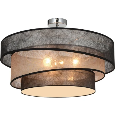Afbeelding van Lindby plafondlamp 3lichts ijzer, textiel H: 24 cm E27 chroom, zwart, goud