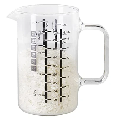 Afbeelding van wenco Glazen maatbeker/ maatbeker, twee schalen en verschillende maateenheden, 500 ml, glas, 555067, transparant