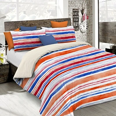 Afbeelding van Fantasy Italian Bed Linen Dekbedovertrek, enkele microvezel, strepen