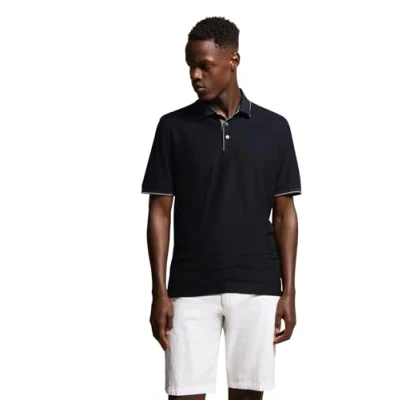 Afbeelding van Bugatti polo heren poloshirt wijde fit donkerblauw effen
