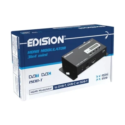 Afbeelding van EDISION HDMI modulator 3 in 1 mini naar terrestrisch DVB T, ISDB T of C kabel, Full HD verdeling coaxkabel, formaat, led display, snelle installatie, plug &amp; play