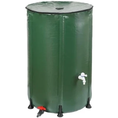Afbeelding van Dehner Regenton, regenvat opvouwbaar, regenwatertank outdoor, ca. Ø 60 cm, volume 200 l, incl. uitloopkraan, PVC, donkergroen
