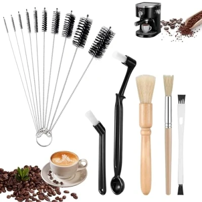 Afbeelding van PIMXL 16 Stück Barista Pinsel Set, Kaffee Pinsel, Bürste für die Säuberung Deines Siebträger, Zubehör Siebträger Zubehör, Espressomaschine, Werkzeug
