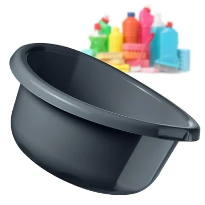 Afbeelding van KADAX Kunststof kom, spoelbak in verschillende maten en kleuren, robuuste wasbak, universele voor badkamer, wasruimte (1,9 l, antraciet)