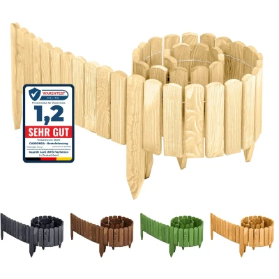 Afbeelding van Garronda Beeteinfassung Holz Rollzaun Gartenzaun Flexibler Rollborder Rasenkante Palisade Umzäunung für Garten Länge: 200 cm GD 0046 (Natural, niet geïmpregneerd, Hoogte: 30 cm)