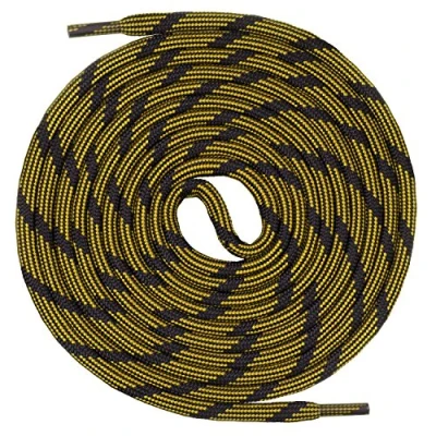 Afbeelding van Mount Swiss Ronde veters voor wandelschoenen, trekkingschoenen en werkschoenen extra scheurvast ø 5 mm, kleur: zwart geel m2, lengte: 130 cm