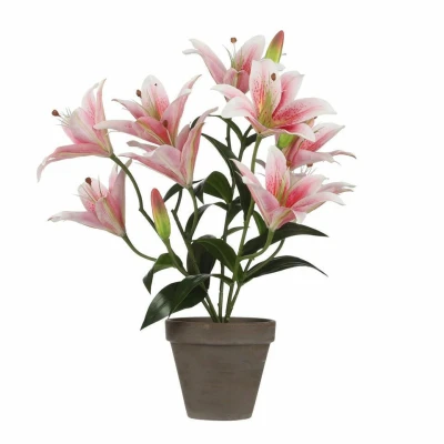 Afbeelding van Tijgerlelie Kunstplant in Bloempot Stan H47 x Ø45 cm Roze