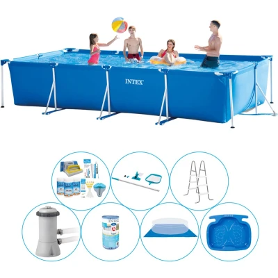 Afbeelding van Intex Frame Pool Rechthoekig 450x220x84 cm 8 delig Zwembad Bundel