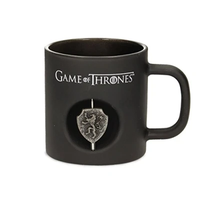 Afbeelding van Game Of Thrones 3D Zwarte Glazen Mok Roterend Embleem Lannister
