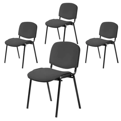 Afbeelding van Topsit ISO, 4 delige set bezoekersstoel, comfortabele conferentiestoel, stapelbaar, met gevoerde zitting en rugleuning (antraciet)