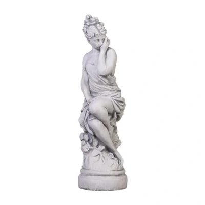 Afbeelding van gartendekoparadies.de Vrouwenbeeldje, stenen figuur, H. 66 cm, 18 kg, grijs, vorstbestendig gegoten steen voor buiten