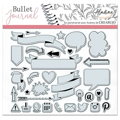 Afbeelding van Aladine Stampo Bullet Journal Clear Stempels 16x16 cm Banners en Pictogrammen
