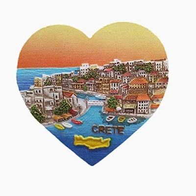 Afbeelding van 3D Hartvorm Kreta Griekenland Koelkast Magneet Reizen Souvenir Gift Thuis Keuken Decoratie Magnetische Sticker Collectie