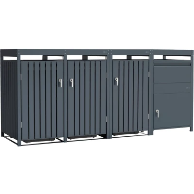 Afbeelding van AXI Leon Containerombouw Met Louis Pakketbrievenbus Antraciet 3 containers Metaal Max. 240L per container Goede ventilatie plantenbak Afsluitbaar