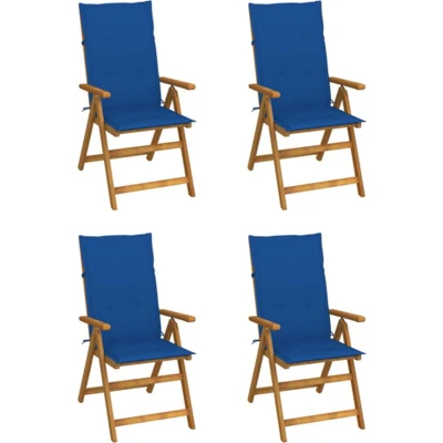 Afbeelding van Tuinstoelen 4 st verstelbaar met kussens massief acaciahout