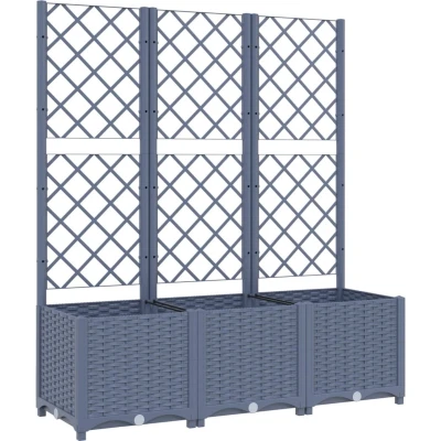 Afbeelding van vidaXL Plantenbak met latwerk 120x40x136 cm polypropeen donkergrijs