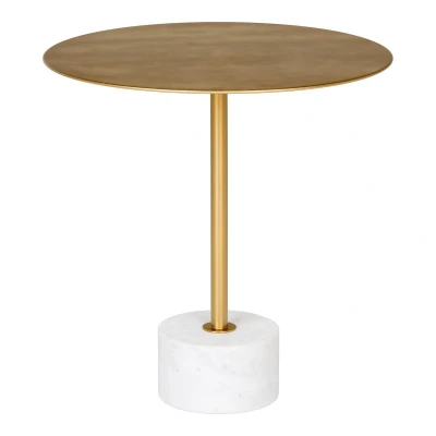 Afbeelding van Lecco Side table in brass and marble Ø51x52 cm