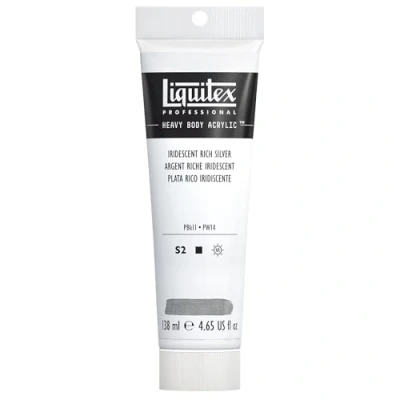 Afbeelding van Liquitex 4417239 Professional Heavy Body acrylverf in kunstenaarskwaliteit met uitstekende lichtechtheid en boterachtige consistentie, 138ml Tube, Iridescent Rich Silver