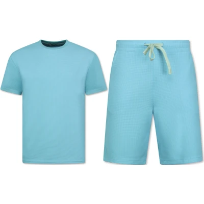 Afbeelding van Zomerset Heren Ribbed Oversized Two Piece Setje Twinset Co ord Set 918 Turquoise