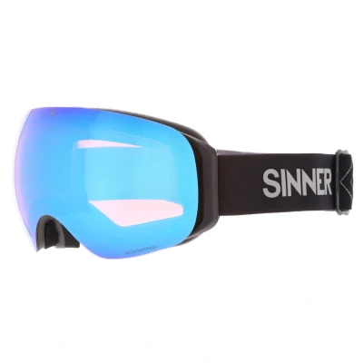 Afbeelding van Sinner Avon Skibril Mat Zwart Met Blauwe En Oranje Sintrast Lens
