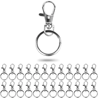 Afbeelding van Karabijnhaak sleutelhangers met Ø 25mm ring, 24 + pack, 360 graden draaibare sleutelhanger, klein, Afneembare Trigger Snap Haken, voor knutselen, keycords, Carabiner, Hooks, Key Rings, Reparations