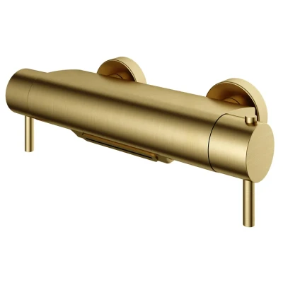 Afbeelding van HotBath Buddy/Buddy thermostatische badmengkraan met cascade uitloop Geborsteld messing PVD