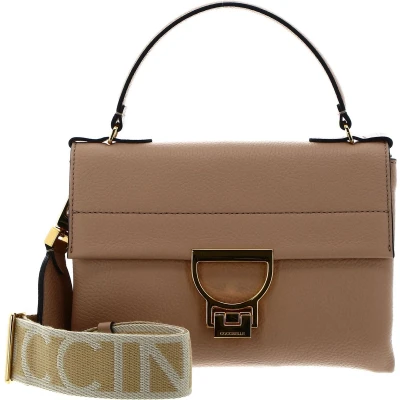 Afbeelding van COCCINELLE Leren Handtas Schoudertas Arlettis Signature Handbag Grained Leather Toasted Beige