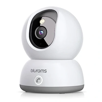 Afbeelding van blurams Bewakingscamera, wifi, binnen, 2 K, babycamera, 360 graden, binnencamera voor baby/dieren, nachtzicht, oproep met één knop, bidirectionele audio, compatibel Alexa en Google Assistant