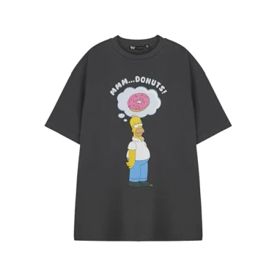 Afbeelding van Vanilla Underground The Simpsons grijs grafisch T shirt voor heren Katoenen casual top met korte mouwen Tv show popcultuurkleding, Donuts, XL