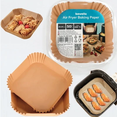 Afbeelding van Bewello Airfryer Bakpapier Vierkant 20x20 cm XXL Wegwerpbakjes 50 stuks