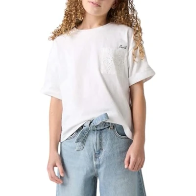 Afbeelding van Levi&#039;s ROLL CUFF MEET AND Greet Tshirt basic voor kinderen, Maat: 92, Bright white
